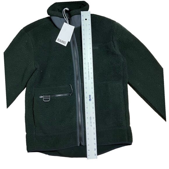 RAINS Heavy Fleece Jacket Adult S Long Black Zip Up Full Boxy Fit Layer Unisex - Picture 3 of 13